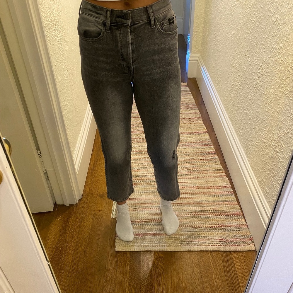 Grey/black pistola jeans, 28, crop